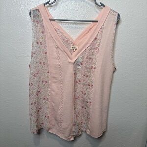 POL Baby Pink Lace & Floral Patchwork Sleeveless Tank Top Size Small New Fairy